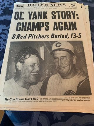 Ny Daily News 10/10/61/ Yanks Win World Series Again /mantle,  Maris,  Game Only