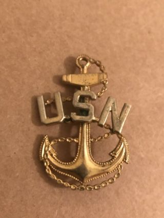Ww2 Us Navy Usn Chief Petty Officer Cpo Side Cap / Badge Pin Insignia