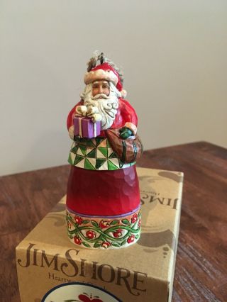 Jim Shore Heartwood Creek Santa With Present Hanging Ornament