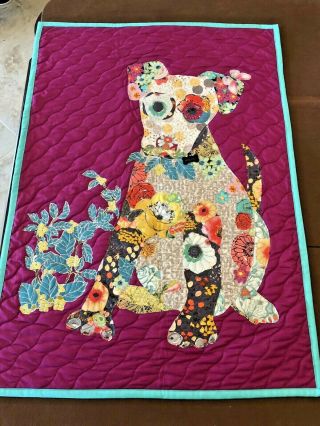 Handmade Quilted Wall Hanging Puppy Dog Collage Quilt Art Quilt 22x30 Multicolor