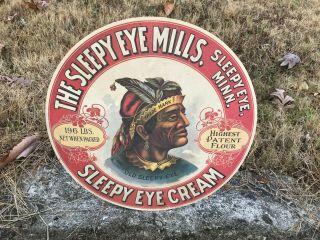 Old " Sleepy Eye Mills Flour " Heavy Card Stock Advertising Sign (16 " Inch),
