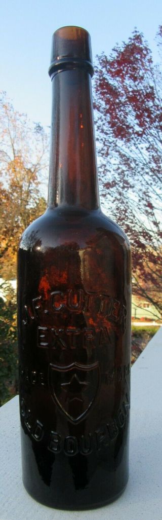 Crude,  Whittled Western Glop Top Whiskey,  J.  F.  Cutter - Rare Color.