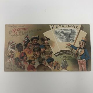 Old Mechanical Trade Card Keystone Agricultural Farm Implements Sterling Ill.