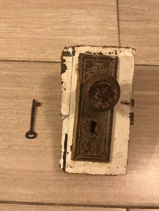 Vintage Door Lock And Skeleton Key And Knobs All Work