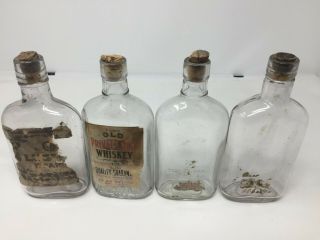 Antique Vtg Private Stock Old Whiskey Bottles 1/2 Pint Midway Buffet Moorhead Mn