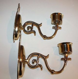 Vtg Pair Brass Candle Holder Wall Sconces