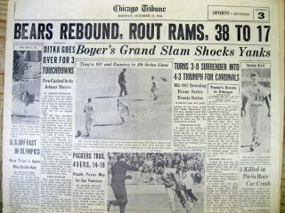 1964 Headline Newspaper Chicago Bears Defeat Los Angeles Rams In Nfl Football