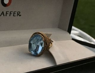 Antique Victorian Georgian Gold Gilt Sky Blue Expandable Statment Cocktail Ring