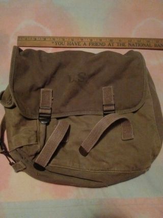 World War Ii Us Army Musette Bag,  Name Nelson 1942 Atlantic Products Corp