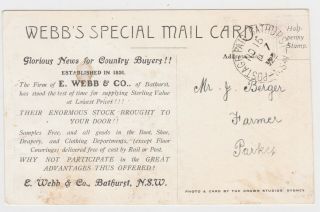 Webb & Co Western Warehouse Bathurst Nsw Old Advertising Postcard 1907