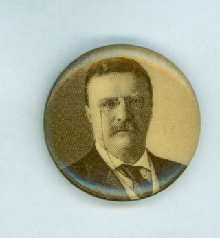Vtg 1904 President Theodore Roosevelt Political Campaign Pinback Button Sepia