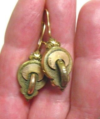 Victorian Gold Filled Drop Earrings Pierced 3.  7 Grams