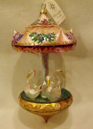 Rare Le Vintage 1999 Radko Carousel Of Dreams Large Ornament Pink Swans 269/5000