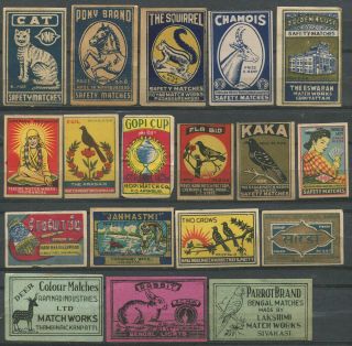 India Vintage 90,  Different Composition Of Match Box Labels