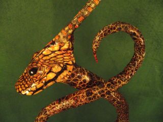 Folkart Handmade Sea Snake Dragon Hydra Mythology Figure Basilisk Art Sculpture