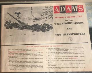 VINTAGE 1958 ADAMS 280 ATOMIC CANNON WITH 2 GUN TRANSPORTERS K - 153 Complete 3
