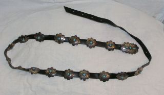 VINTAGE NAVAJO OLD PAWN STERLING SILVER LADIES CONCHO BELT TURQUOISE CENTERS 40 