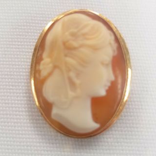 Exceptionally Fine Antique 18k Yellow Gold Shell Cameo Pin / Pendant 4.  2 Grams
