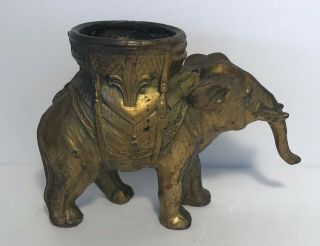 Elephant Figurine Solid Brass Incense Burner Stash Box Great Patina And Details