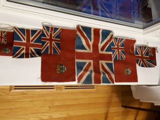 7 Flag Ww2 Era Bunting Canadian Red Ensign British Union Jack Printed Linen