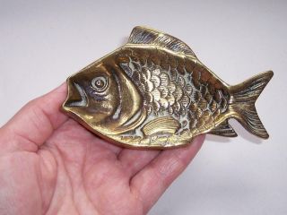 Antique/vintage Brass Fish Soap Trinket Dish Made In England - Lovely Detailing