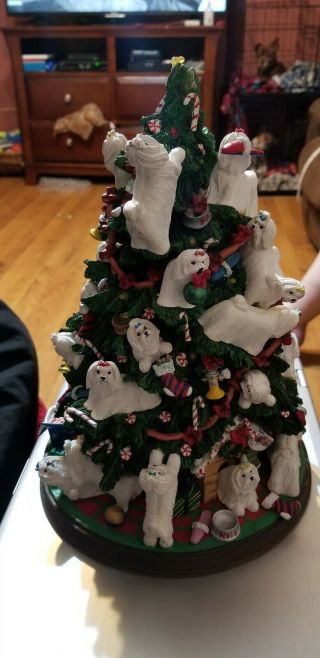 Danbury Maltese Dog Christmas Tree Lighted Figurine
