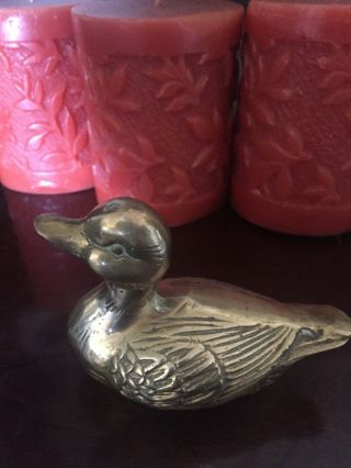 Vintage Solid Brass Metal Duck Paperweight/decor Figurine