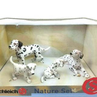 Nib Schleich Rare Nature Set Dalmation Dogs And Puppies Family
