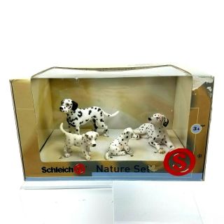 NIB Schleich Rare nature set Dalmation Dogs and Puppies family 2