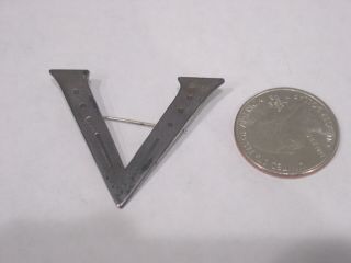 Sterling Hand Made Ww2 Homefront V For Victory Pin With " Dot,  Dot,  Dot Dash "