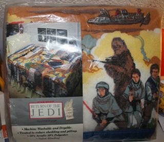 Vintage Star Wars Return Of The Jedi Full Size Blanket In Package 1983