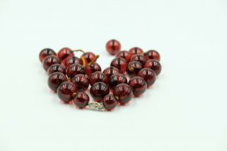 Art Deco Clear Cherry Red Amber Bakelite Faturan Beads 57g 14k Gold Clasp