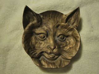 Vintage Detailed Brass Cat Head Pin Change Tray Ashtray Paperweight Canada 3d