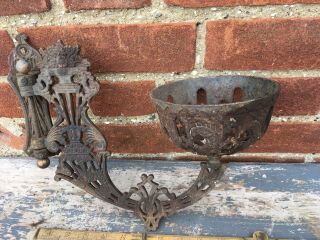 Old Vintage Iron Antique Oil Lamp Wall Bracket