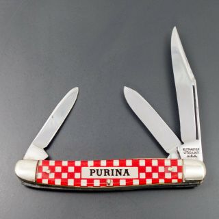1950s PURINA CHOW CHECKERBOARD Advertising Pocket Knife STOCKMAN Kutmaster 3