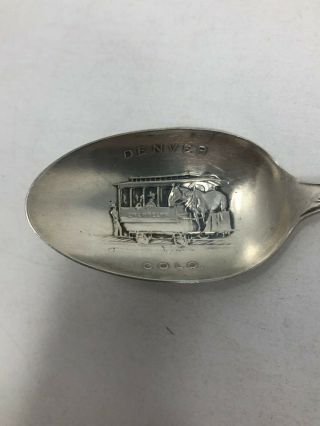 ELD Sterling Silver Souvenir Spoon Trolley Street Car Denver Colorado 2