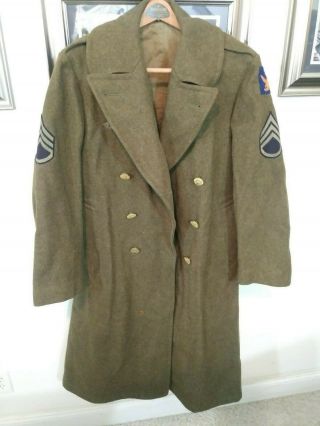 Named Us Army Wool Uniform Overcoat Vintage Military Wwii 1941