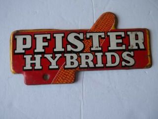 Old Pfister Hybrids Seed Corn License Plate Topper Advertising Agriculture Sign