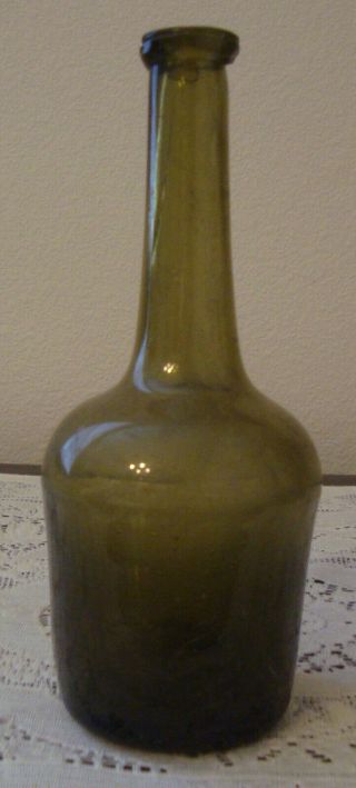 Antique 1820 - 1840 Olive Green Pontil Wine Bottle