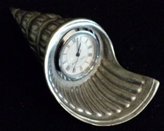 Spiral Shell Shaped Pewter Desk Clock From Kirk Stieff