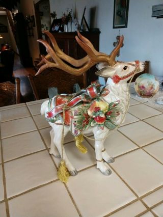 Fitz & Floyd Enchanted Holiday Reindeer Yuletide Christmas Deer Ceramic