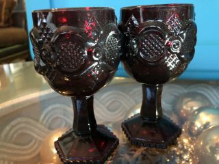 Avon Ruby Red Goblets Cape Code/6 Inch Set Of Two