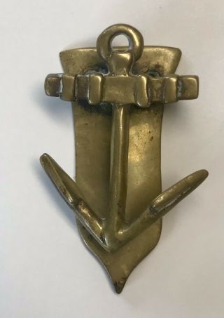 Vintage Antique Small Anchor Solid Cast Brass Door Knocker Nautical England