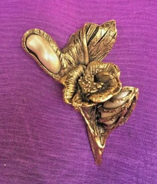Trifari Jonathan Bailey Brooch/pin,  1970 Gold Plated With Pearls,  Collector Item