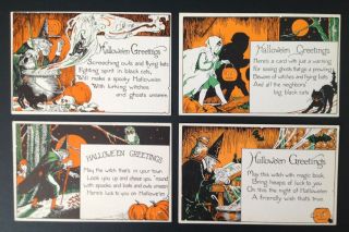 Vintage Halloween Postcards (4) Series 1275 " Hallowe 