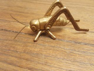 Vintage Brass Lucky Grasshopper Paper Weight Figurine Statue India Bug Garden
