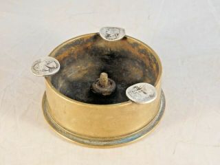 Vintage Wwii Brass Trench Art Ash Tray With Silver Quarters