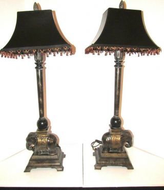 Vintage Bronze Elephant Table Lamps " Pair "