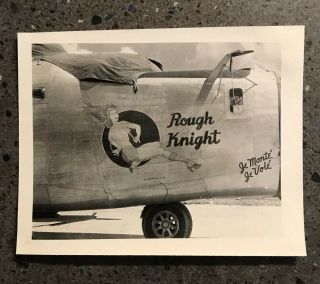 Vintage Wwii B - 24 Liberator Bomber “ Rough Knight “ Nude Nose Art Photo
