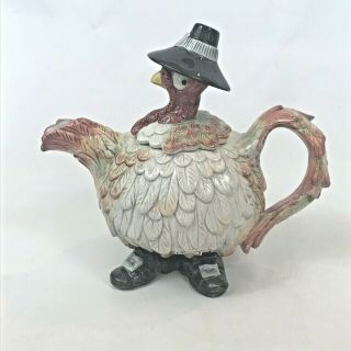 Vintage Fitz & Floyd Pilgrims Progress Thanksgiving Teapot Decoration Decor Box